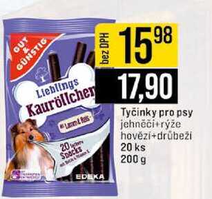 Tyčinky pro psy jehněči+rýže hovězí+drůbeži 20 ks 200 g