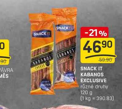 SNACK IT W KABANOS EXCLUSIVE různé druhy 120 g