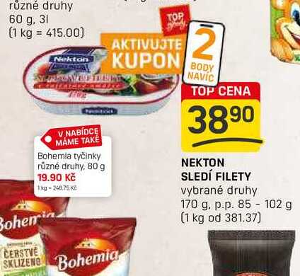 NEKTON SLEDÍ FILETY vybrané druhy 170 g. p.p. 85- 102 g