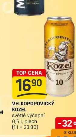 VELKOPOPOVICKÝ KOZEL světlé výčepní 0,5l, plech 