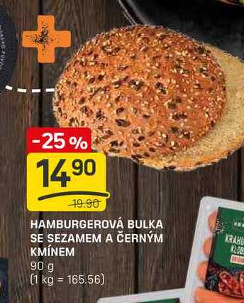 HAMBURGEROVÁ BULKA SE SEZAMEM A ČERNÝM KMÍNEM 90 g 