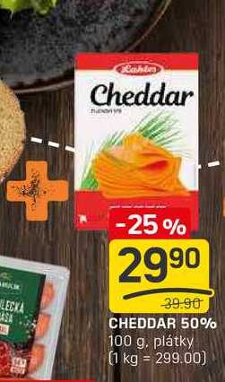 CHEDDAR 50% 100 g plátky