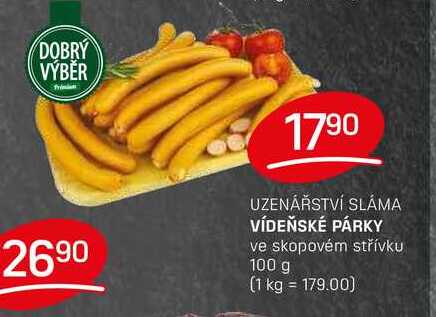 VÍDEŇSKÉ PÁRKY ve skopovém střívku 100 g