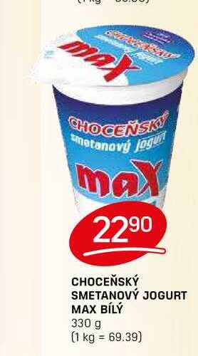 CHOCEŇSKÝ SMETANOVÝ JOGURT MAX BÍLÝ 330 g