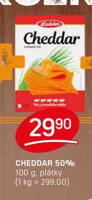 CHEDDAR 50% 100 g. plátky