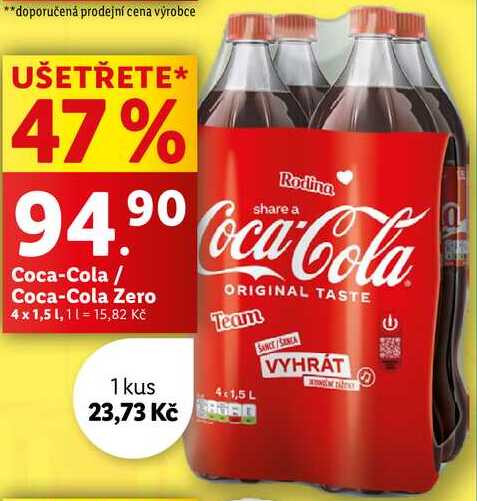 Coca-Cola/Coca-Cola Zero, 4 x 1,5 l