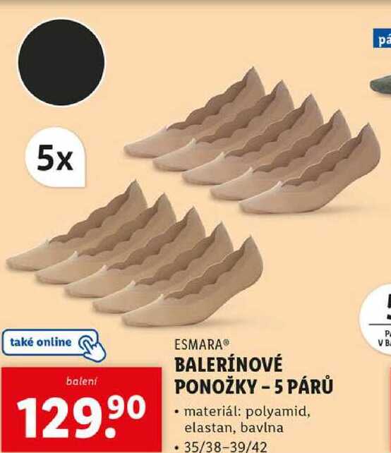 BALERÍNOVÉ PONOŽKY - 5 PÁRŮ
