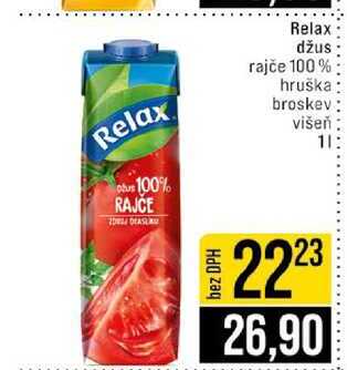 Relax džus rajče 100% hruška broskev višeň 1l