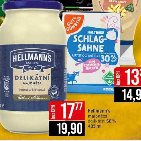 Hellmann's majonéza delikatni 66% 405 ml 