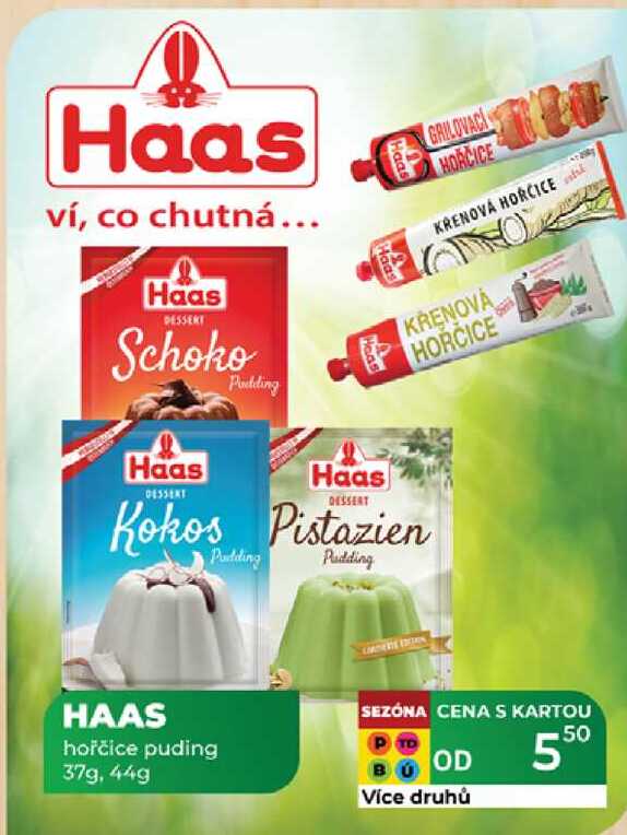 HAAS hořčice puding 37g, 44g  