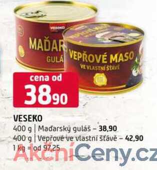 Veseko 400 g Maďarský guláš 400 g Vepřové ve vlastní šťávě 