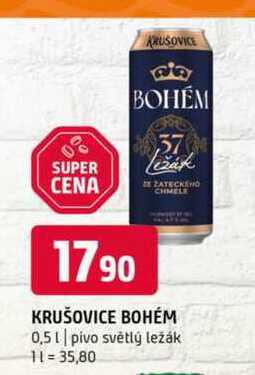 Krušovice bohém pivo výčepní tmavé 0,5l