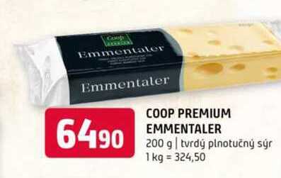 Coop premium emmentaler 200 g tvrdý plnotučný sýr 