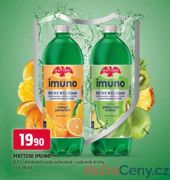 Mattoni imuno 0,7l minerální voda ochucená vybrané druhy