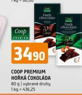 Coop premium hořká čokoláda 80 g vybrané druhy 