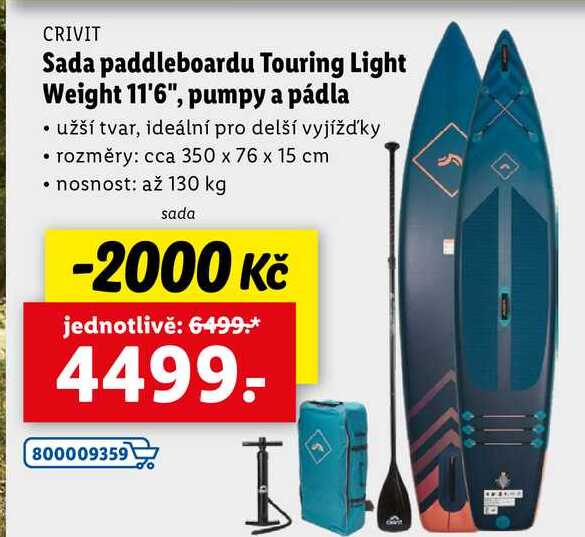 Sada paddleboardu Touring Light Weight 11'6", pumpy a pádla 