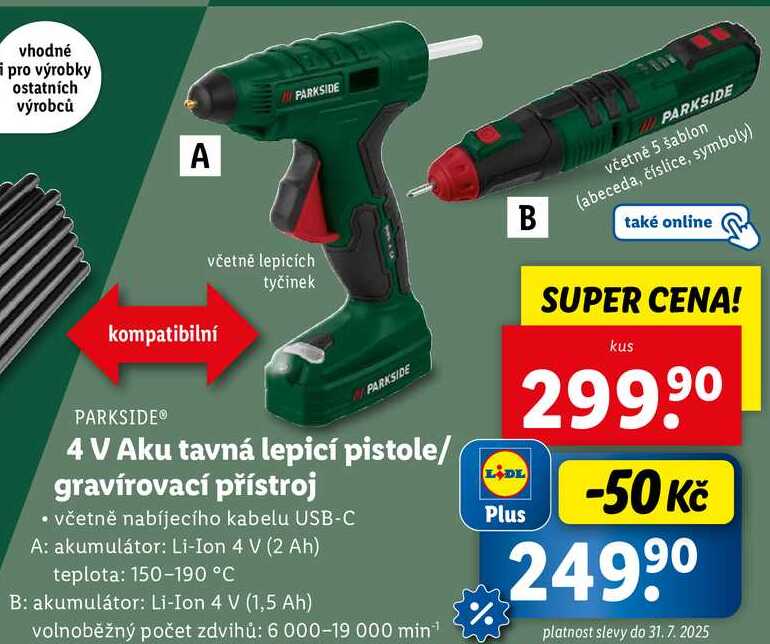 4 V Aku tavná lepicí pistole/gravírovací přístroj 