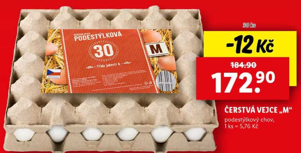 ČERSTVÁ VEJCE ,,M" podestýlkový chov, 30 ks