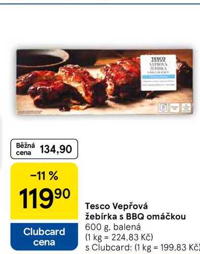 Tesco Vepřová Žebírka s BBQ omáčkou, 600 g 
