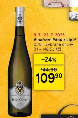 Vinařství Pánů z Lipé, 0,75 l