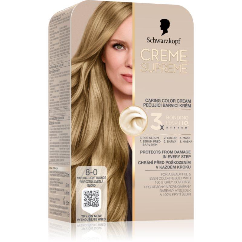 Schwarzkopf Creme Supreme permanentní barva na vlasy odstín 8-0 Přirozená světlá blond 60 ml