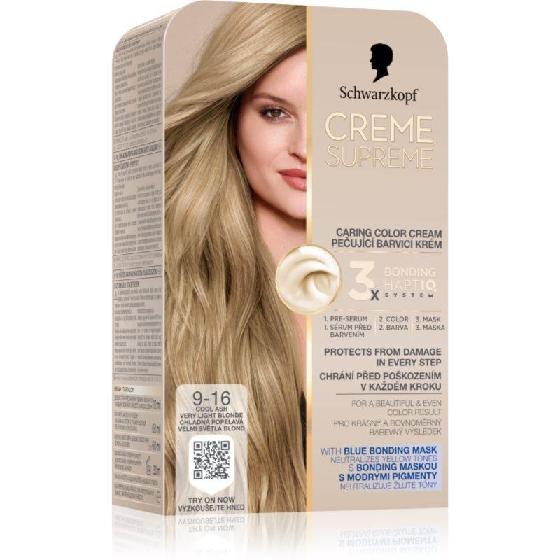 Schwarzkopf Creme Supreme permanentní barva na vlasy odstín 9-16 Chladná popelavá velmi světlá blond 60 ml