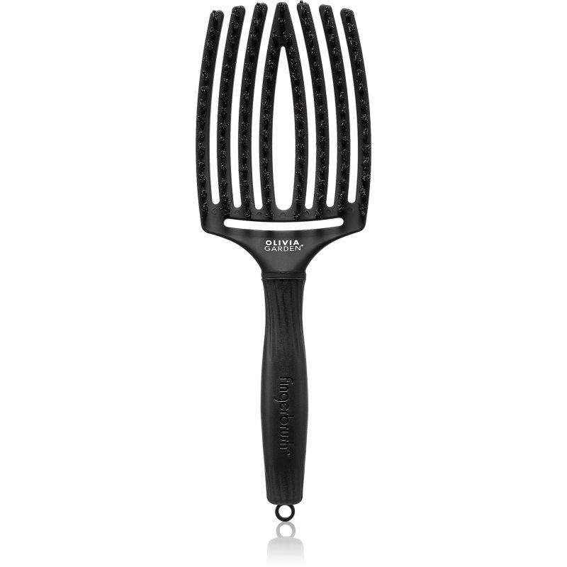 Olivia Garden Fingerbrush Boar & Nylon kartáč na vlasy s nylonovými a kančími štětinami Full Black L 1 ks
