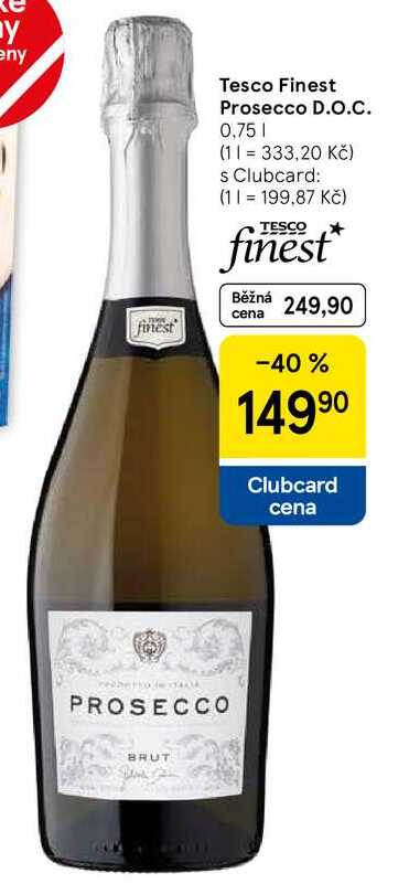 Tesco Finest Prosecco D.O.c., 0,75 l