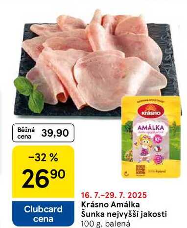Krásno Amálka Šunka nejvyšší jakosti, 100 g 