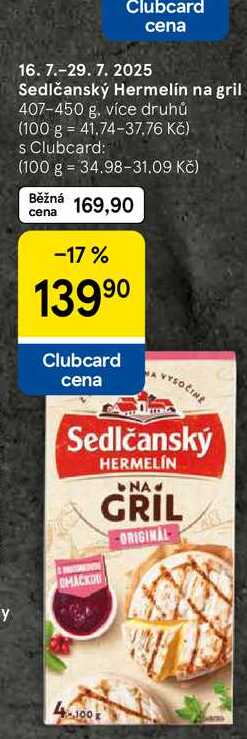 Sedlčanský Hermelín na gril, 407-450 g 