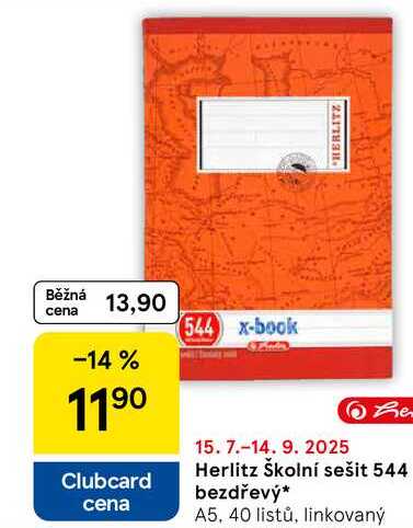 Herlitz Školní sešit 544 bezdřevý, A5, 40 listů, linkovaný  