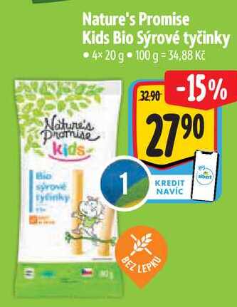 Nature's Promise Kids Bio Sýrové tyčinky, 4x 20 g