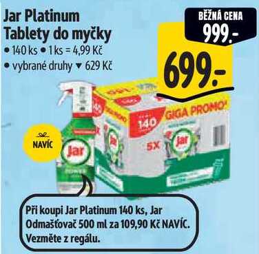 Jar Platinum Tablety do myčky, 140 ks 