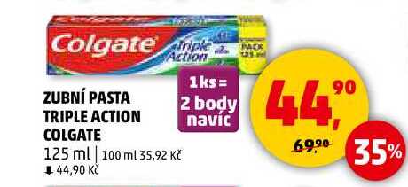 ZUBNÍ PASTA TRIPLE ACTION COLGATE, 125 ml  
