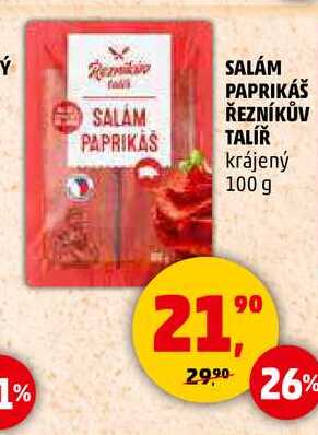 SALÁM PAPRIKÁŠ ŘEZNÍKŮV TALÍŘ krájený, 100 g 