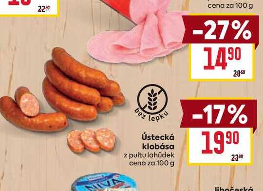 Ústecká klobása z pultu lahůdek cena za 100g
