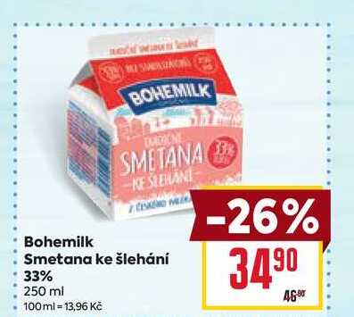 Bohemilk Smetana ke šlehání 33% 250 ml