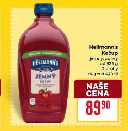 Hellmann's Kečup jemný, pálivý od 825 g 