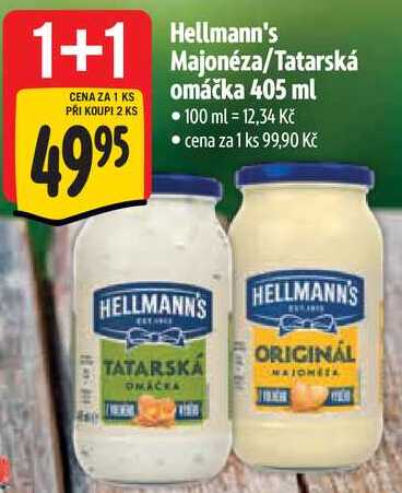 Hellmann's Majoneza/Tatarská omáčka, 405 ml 