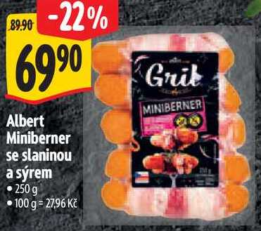 Albert Miniberner se slaninou a sýrem, 250 g 