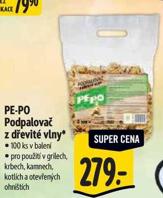 PE-PO Podpalovač z dřevité vlny, 100 ks