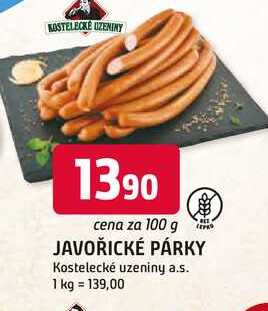 Kostelecké Uzeniny Javořické párky 100g