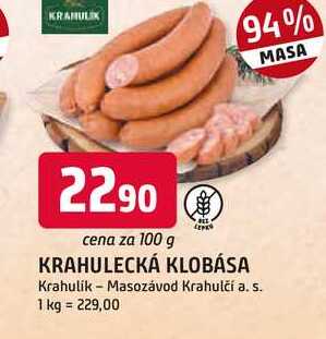 KRAHULECKÁ KLOBÁSA 100 g