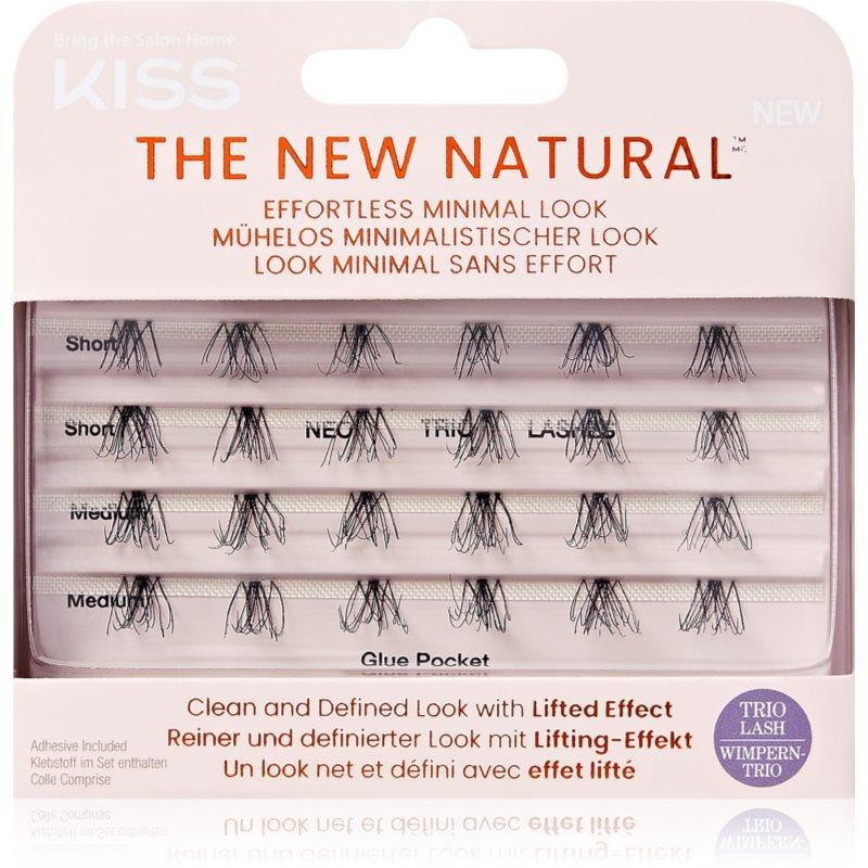 KISS The New Natural Effortless Minimal Look trsové nalepovací řasy bez uzlíku Trio 01 24 ks