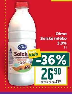Olma Selské mléko 3,9% 1l