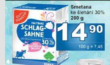 Smetana ke šlehání 30% 200 g 