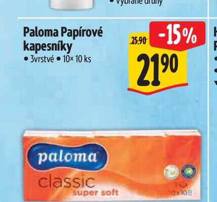  Paloma Papírové kapesníky 3vrstvé   10×10 ks  