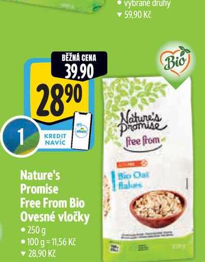  Nature's albert Promise Free From Bio Ovesné vločky 250 g  