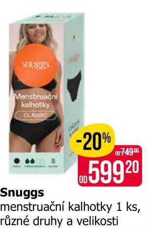 Snuggs menstruační kalhotky 1 ks, různé druhy a velikosti 