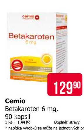 Cemio Betakaroten 6 mg, 90 kapslí 
